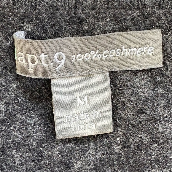 Apt 9 100% Cashmere Sweater Argyle V Neck Long Pink and Gray Medium - Picture 3 of 8